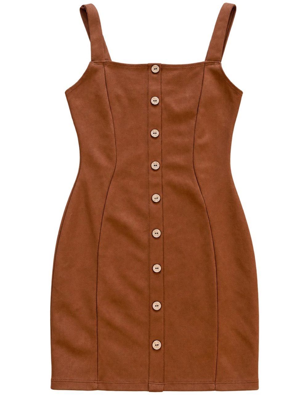 IRIS Brown Faux Suede Button Front Mini Dress Size Small